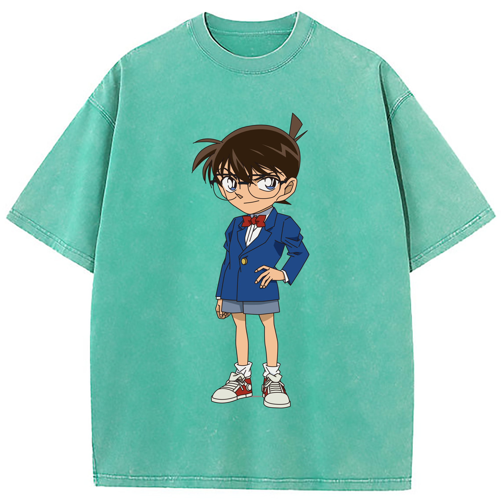 （画像用） 名探偵コナン 江戸川 コナン Detective Conan Conan Edogawa 綿100% ヴィンテージ風 半袖Tシャツ（フロントプリント）